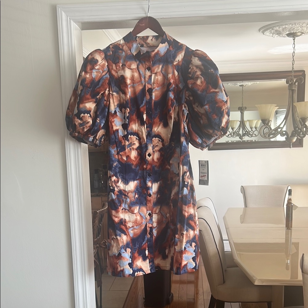 Goo Goo for Bar III  Print Puff Sleeve Dress